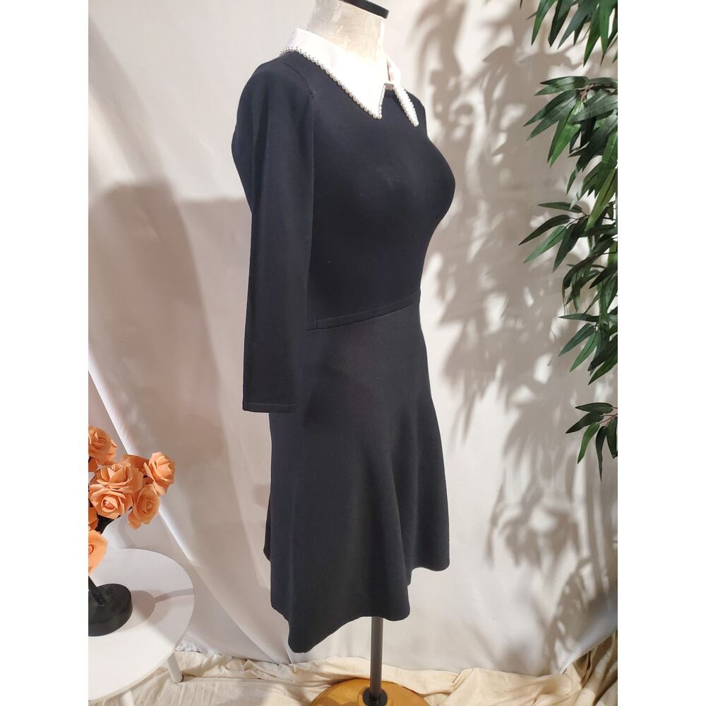 Vtg BCX Pearl Peter Pan Pearl Collar Knit Dress Sz XS Wednesday Addams Goth Y2K - Picture 4 of 12